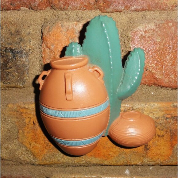 Vintage Burwood Southwest Pots & cactus Lot of 3 Wall Hangings Pueblo western - Picture 9 of 12